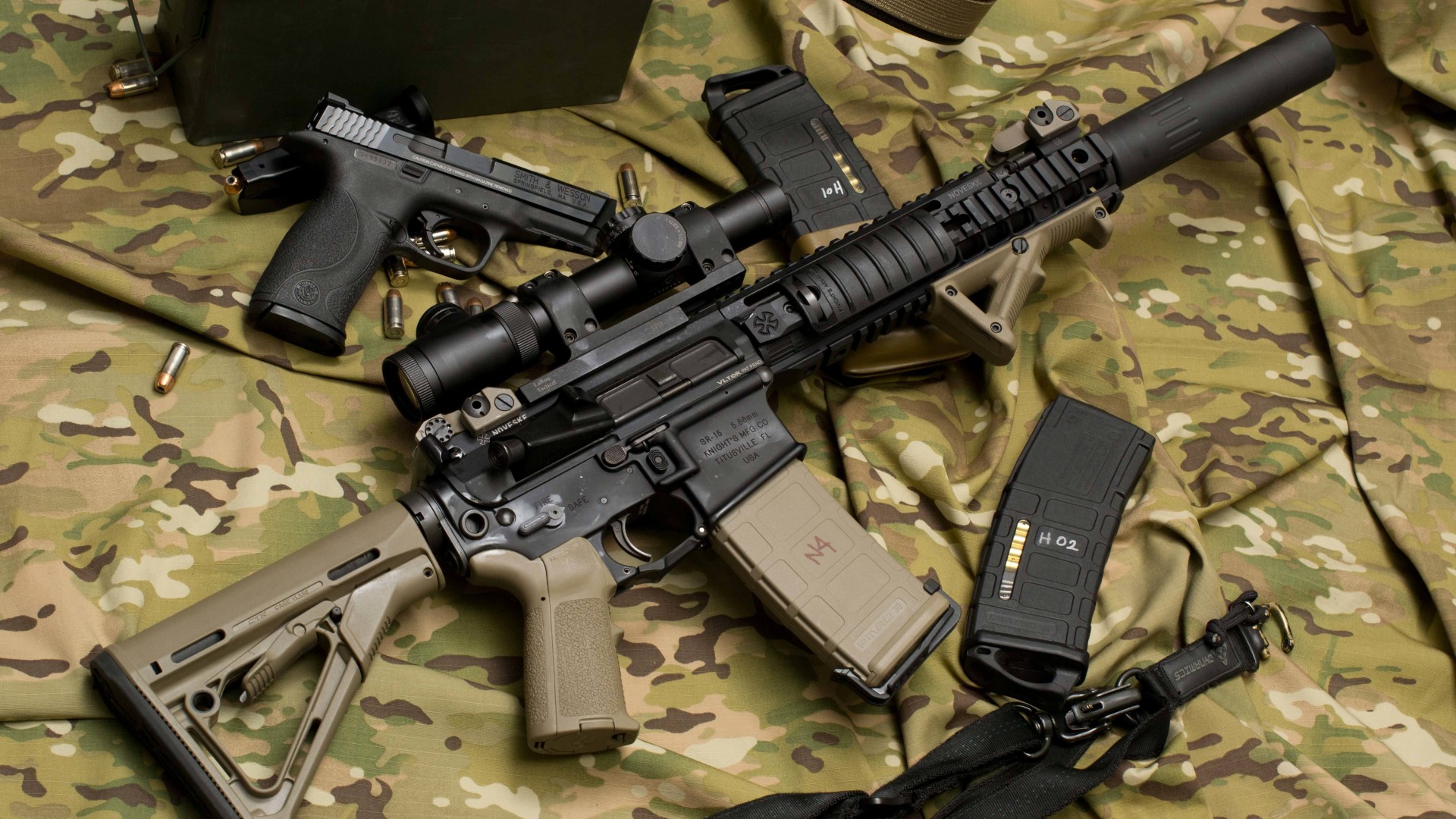 винтовка, автомат, оптика, глушитель, пистолет, M4, Larue Tactical, assault rifle, MWS, M4A1, custom, scope, silencer, ammunition, camo (horizontal)
