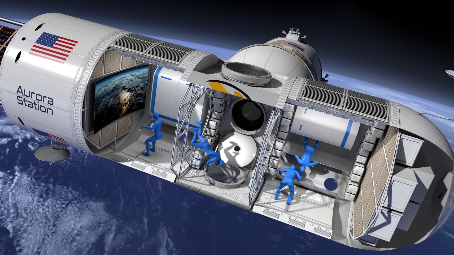 База, The Aurora Space Station, Space Tourism, 4k (horizontal)