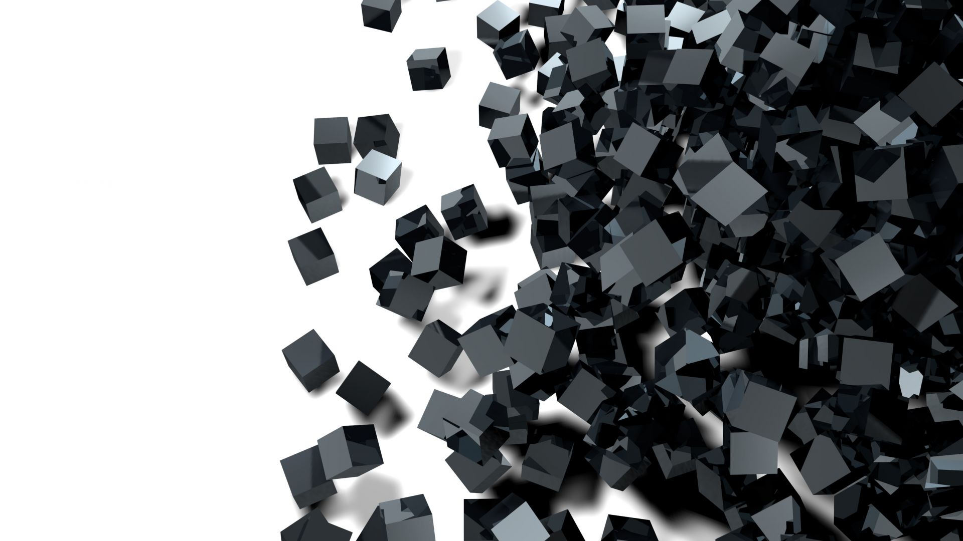 кубы, стекло, cube, glass, black, 3D, 4K (horizontal)