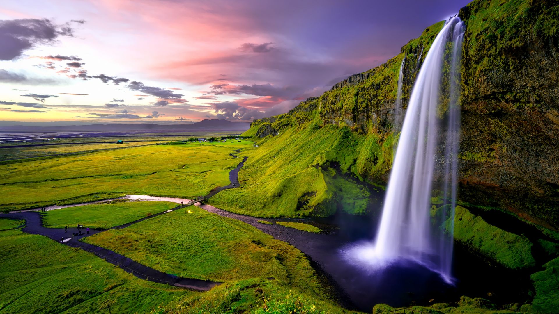 водопад, Iceland, falls, Waterfall (horizontal)