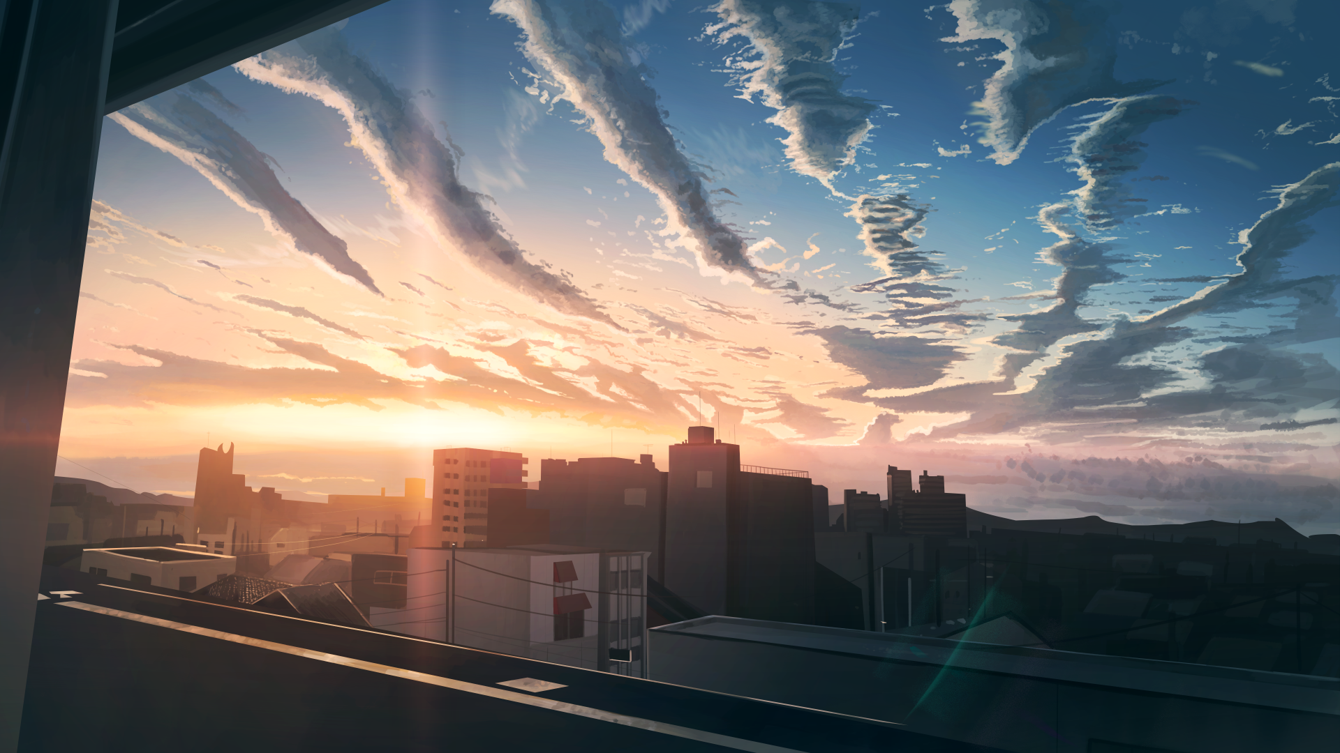 Город, City, sunset, 4K (horizontal)