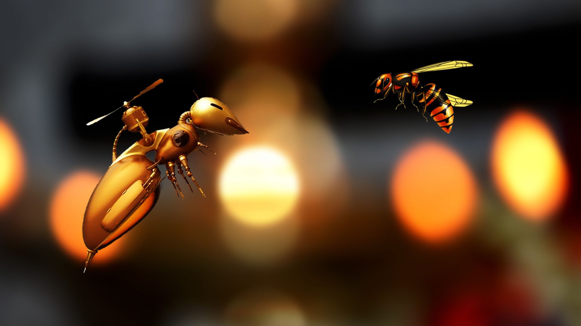 пчела, робот, bee, robot, 5K (horizontal)