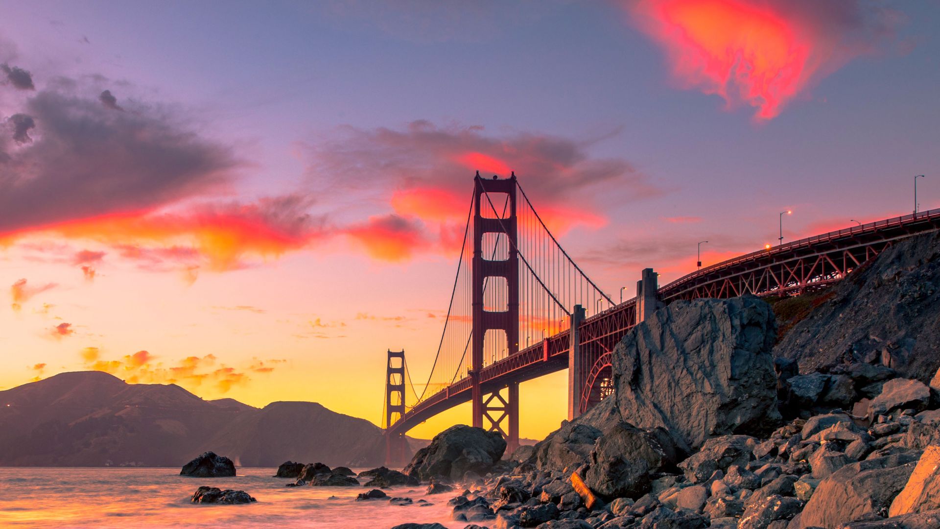 Золотые Ворота, Сан-Франциско, Golden Gate Bridge, San Francisco, USA, autumn, 4K (horizontal)