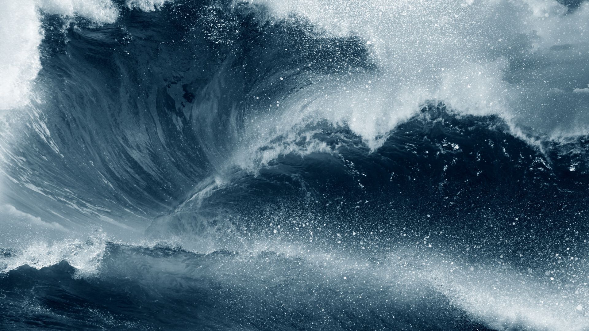 вода, океан, waves, water, ocean, blue, 5K (horizontal)