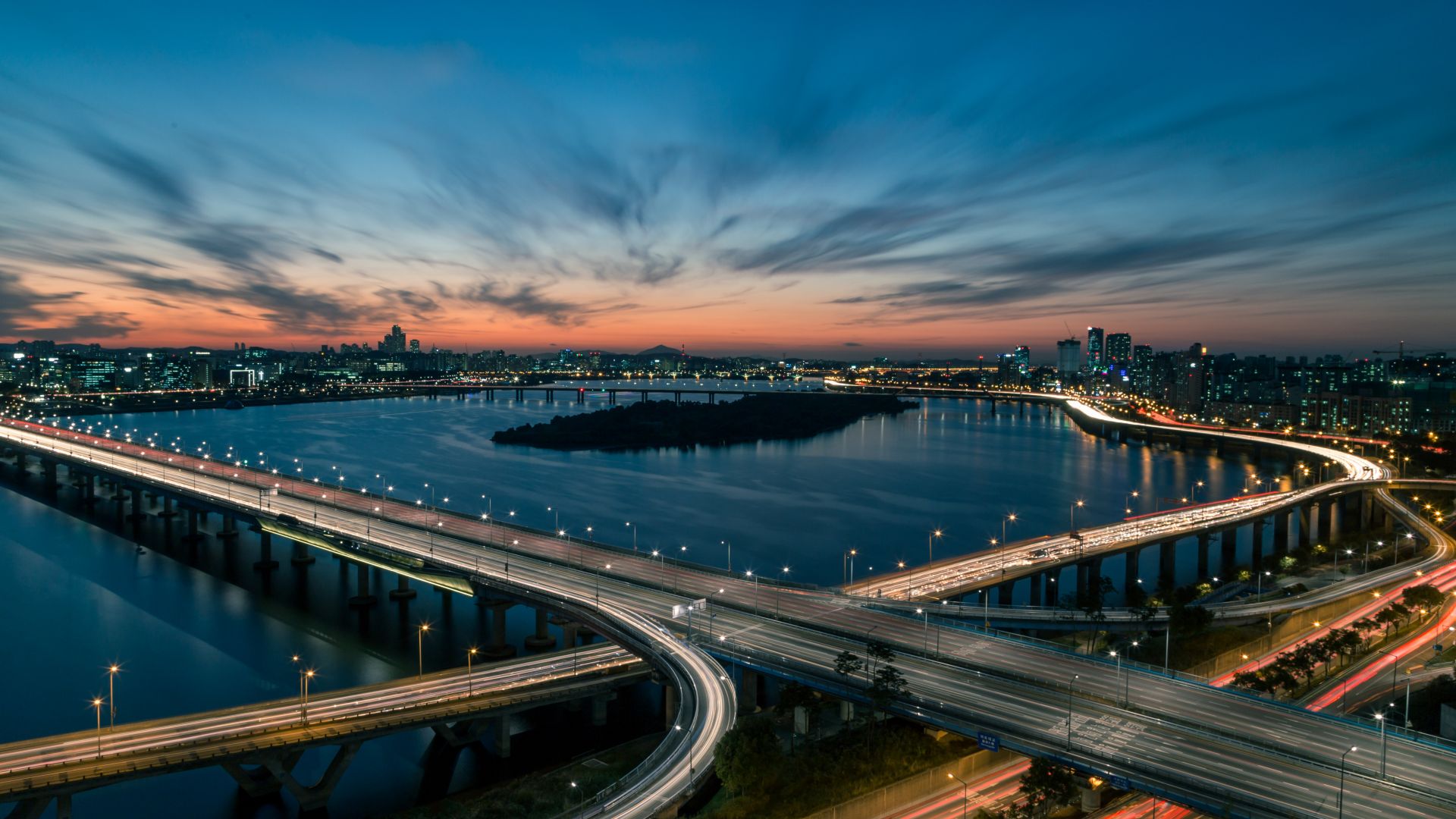 Южная Корея, Han river, bridge, Seoul, South Korea, 5K (horizontal)