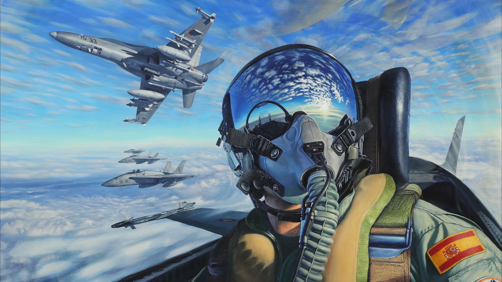 пилот, истребитель, арт, pilot, fighter aircraft, artwork, 4K (horizontal)