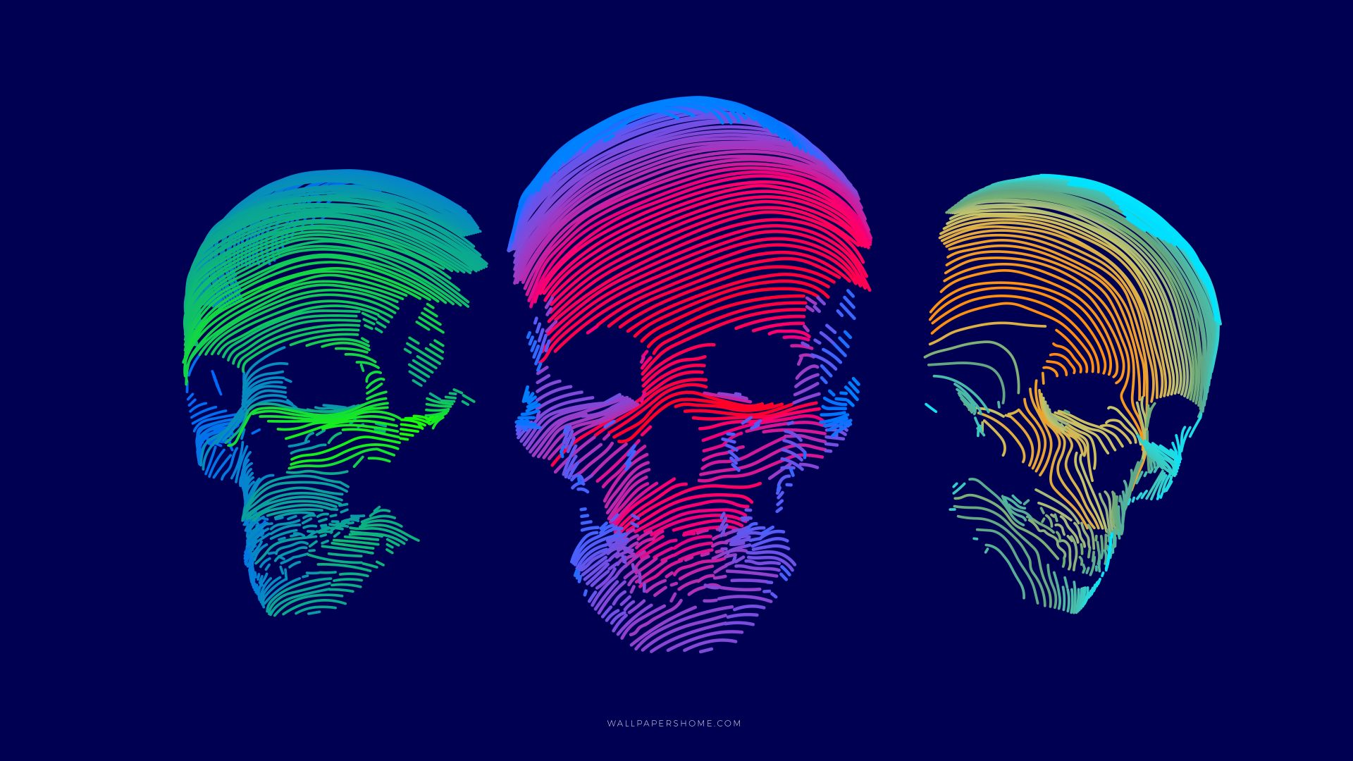 абстракция, abstract, 3D, colorful, skull, 8k (horizontal)