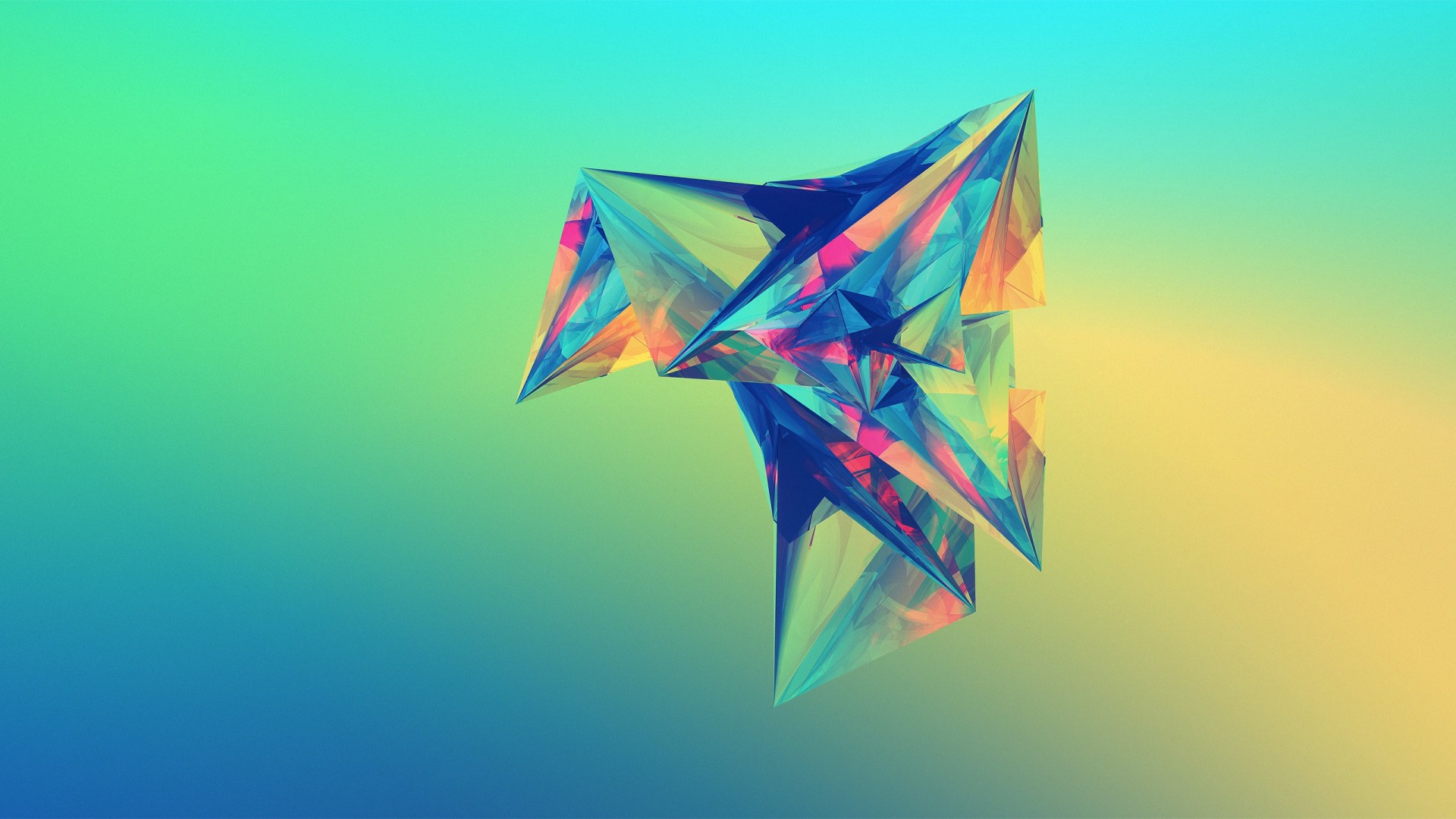полигон, 4k, HD, цветной, зеленый, polygon, 4k, HD wallpaper, green, orange, blue, background (horizontal)