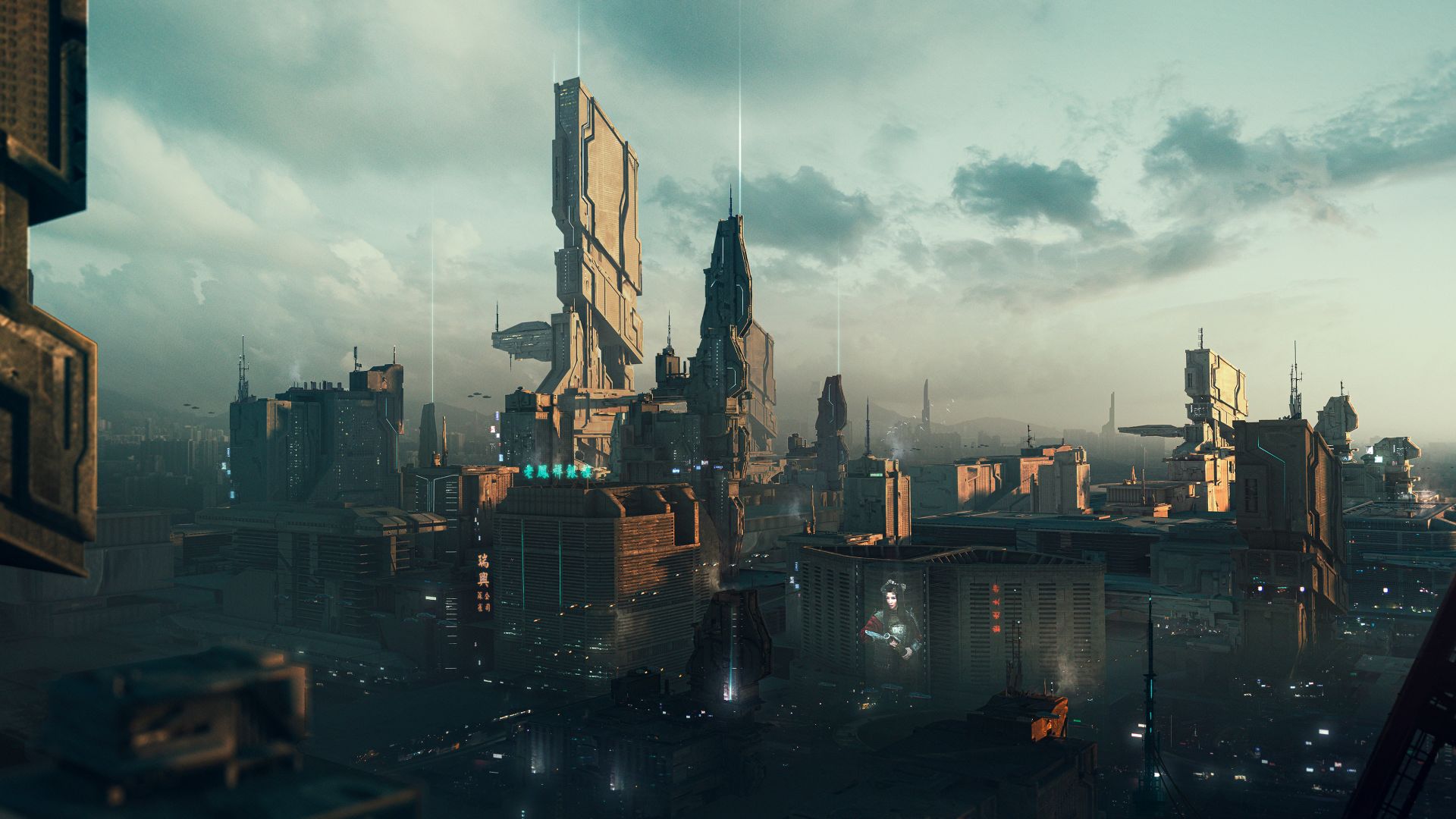 город будущего, cyberpunk, future world, 4K (horizontal)