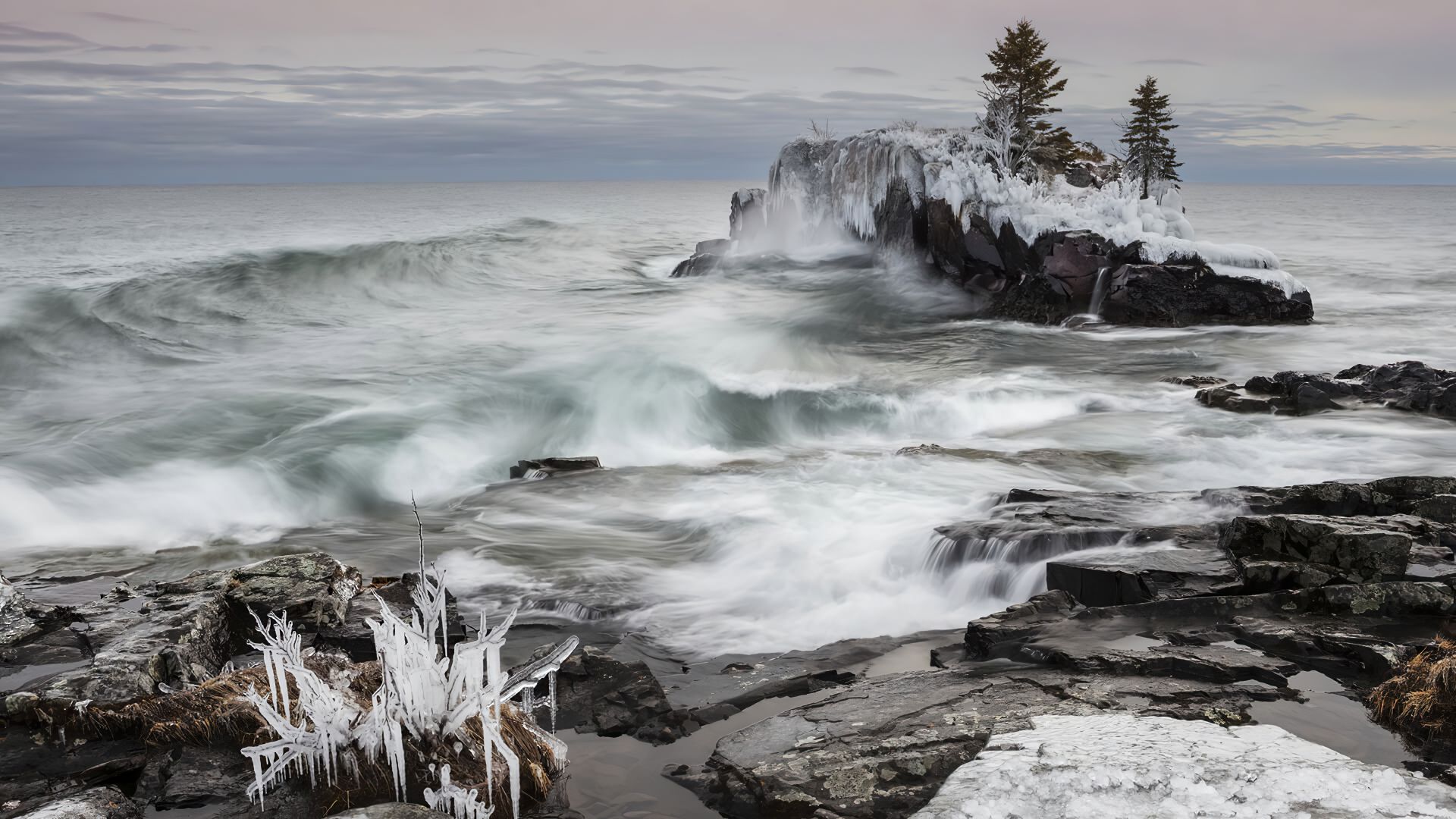 Великие Озера, Канада, Lake Superior, Thunder Bay, Ontario, Canada, winter, 4K (horizontal)