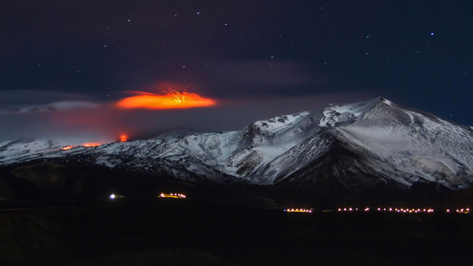 вулкан, volcano, Mount Etna, Sicily, Italy, 5K (horizontal)