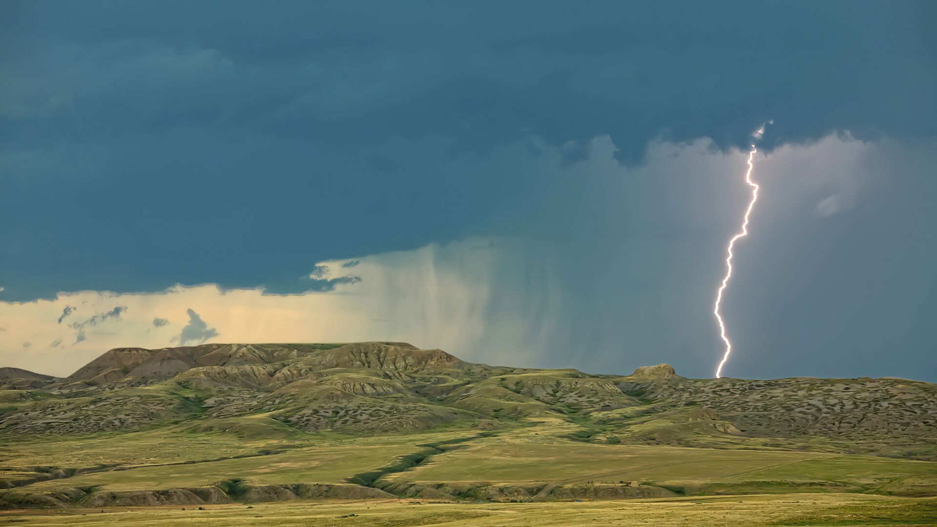 молния, небо, облака, Grasslands National Park, Saskatchewan, Canada, lightning, sky, clouds, 4K (horizontal)