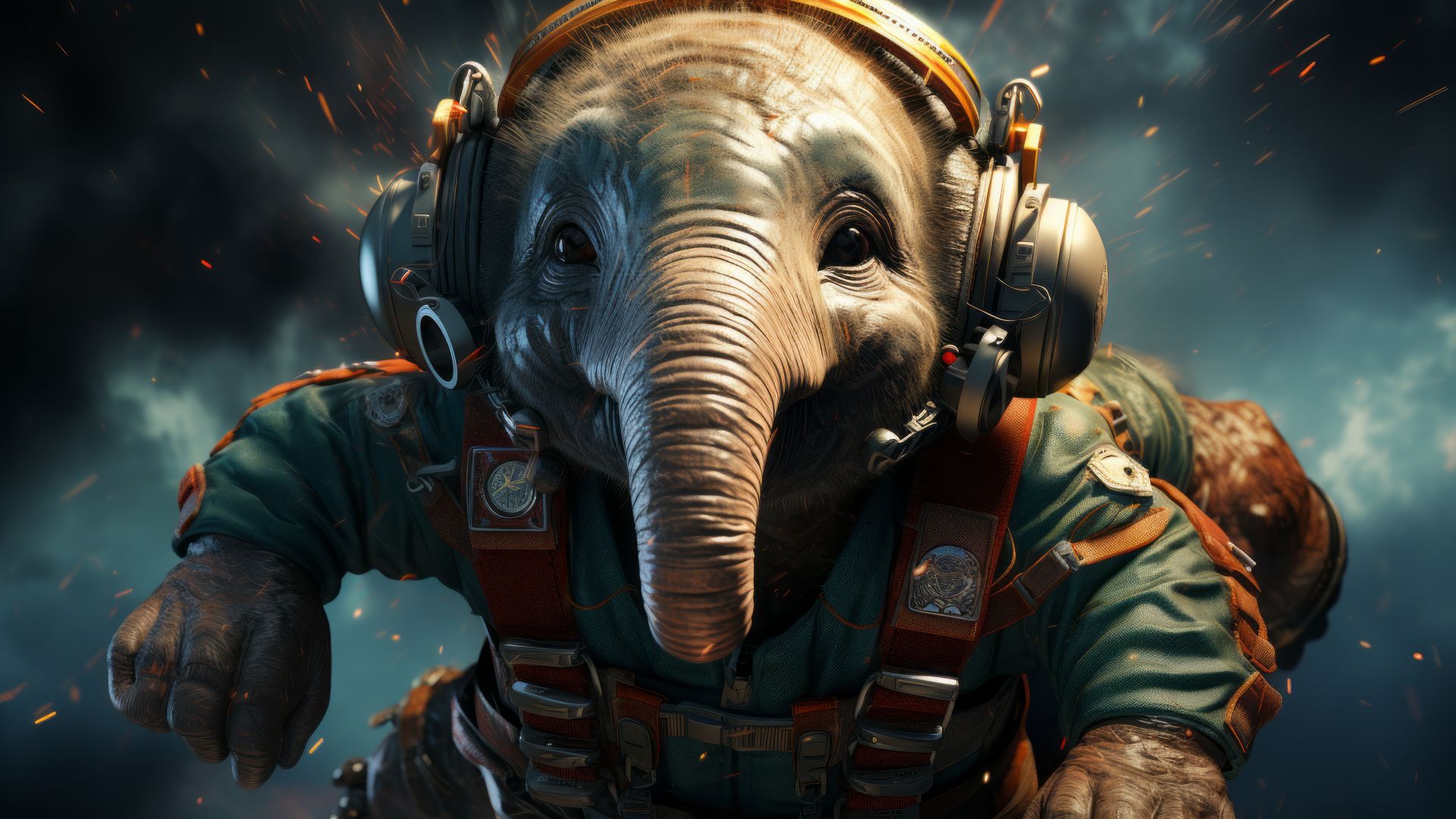 elephant, space, user avatar, 4k, funny animals (horizontal)