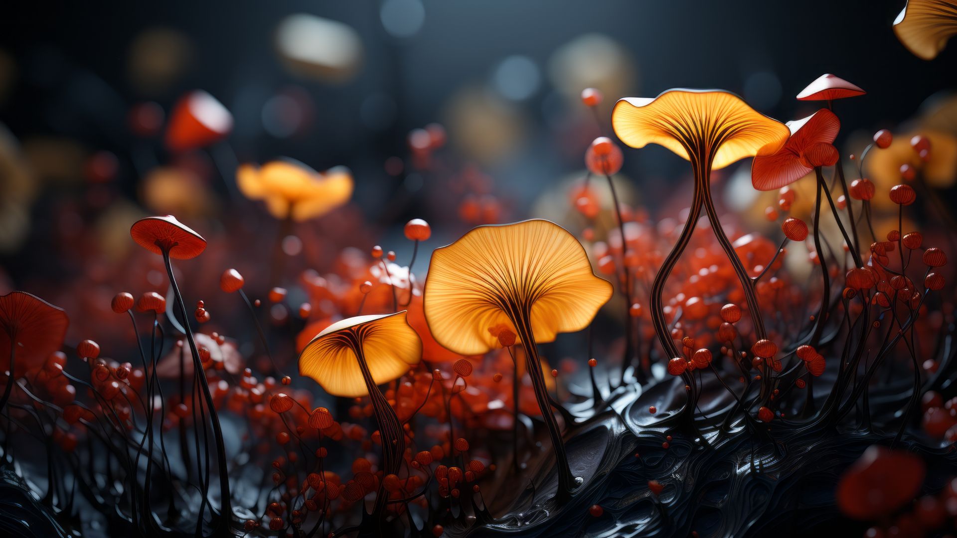 абстракция, грибы, mushrooms (horizontal)
