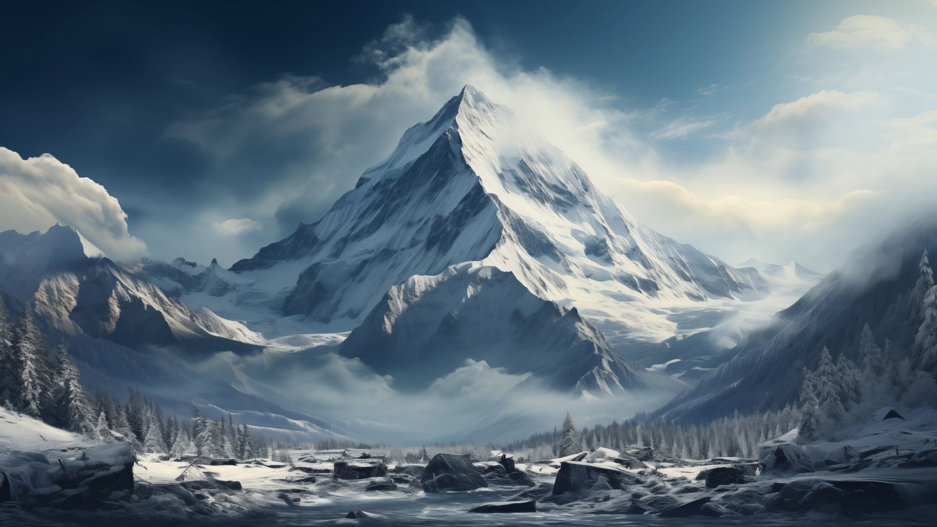 Windows 12, mountains, winter (horizontal)