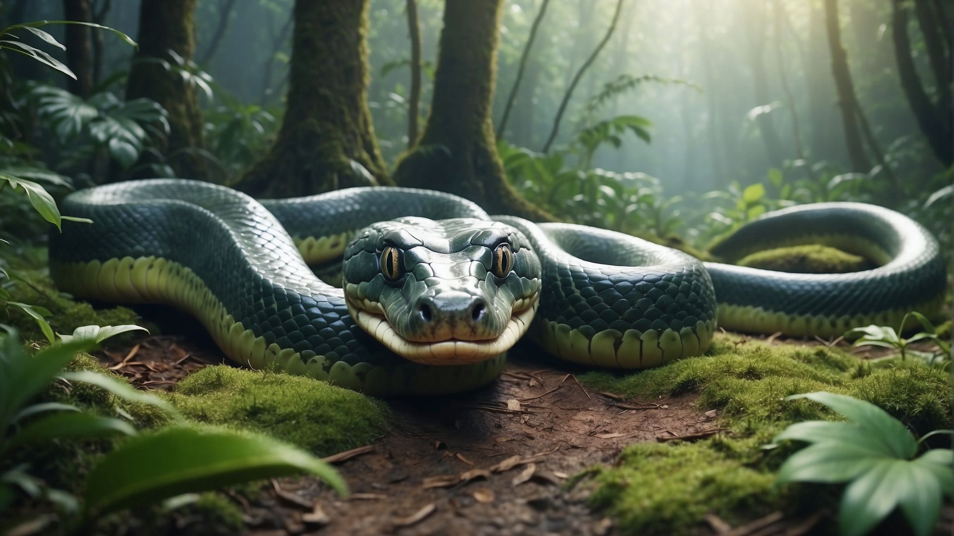 snake, forest, green (horizontal)