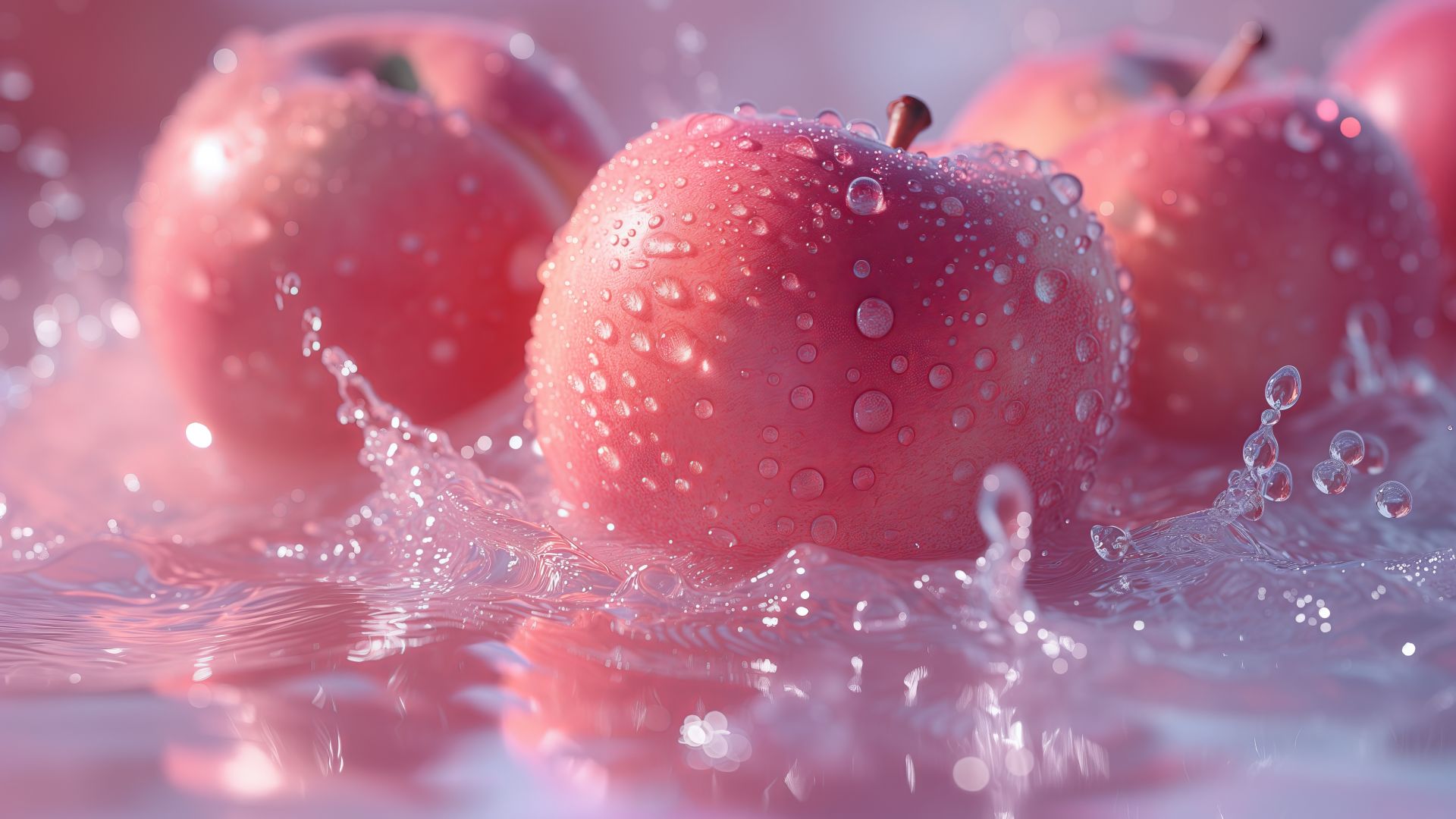 peaches, waterdrops (horizontal)