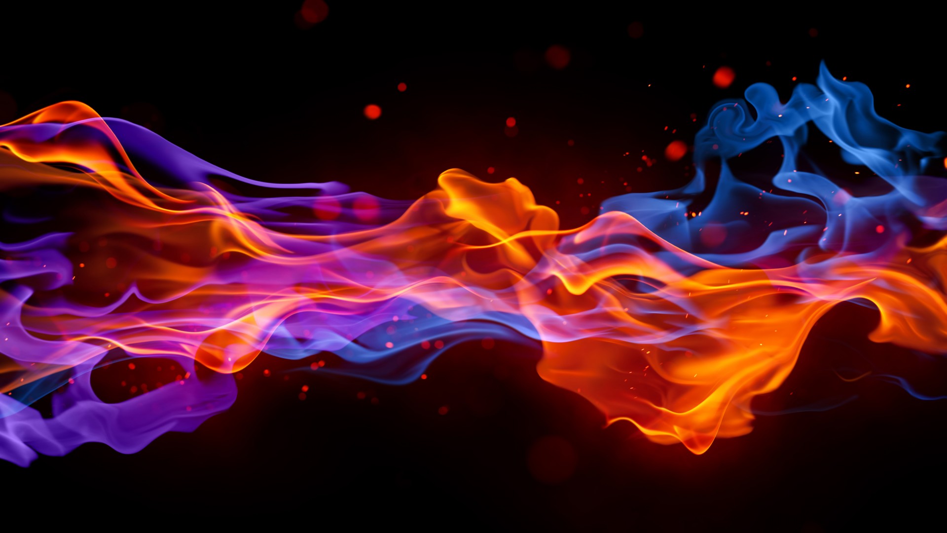 огонь, 4k, 5k, красный, голубой, розовый, фон, fire, 4k, 5k wallpaper, blue, red, violet, background (horizontal)