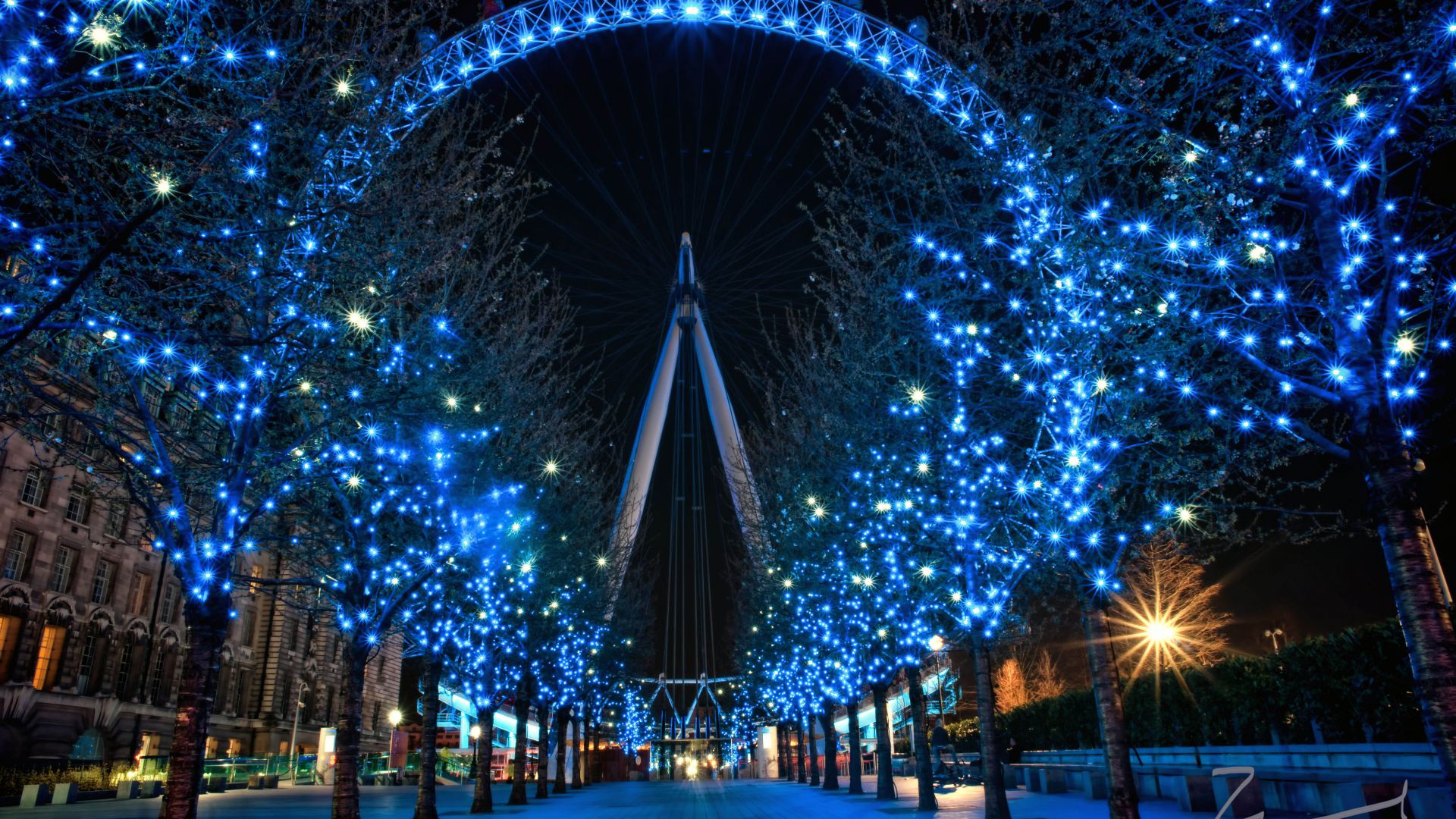 Лондон Ай, Англия, Путешествие, Туризм, Ночь, London Eye, England, Travel. Tourism, Night (horizontal)