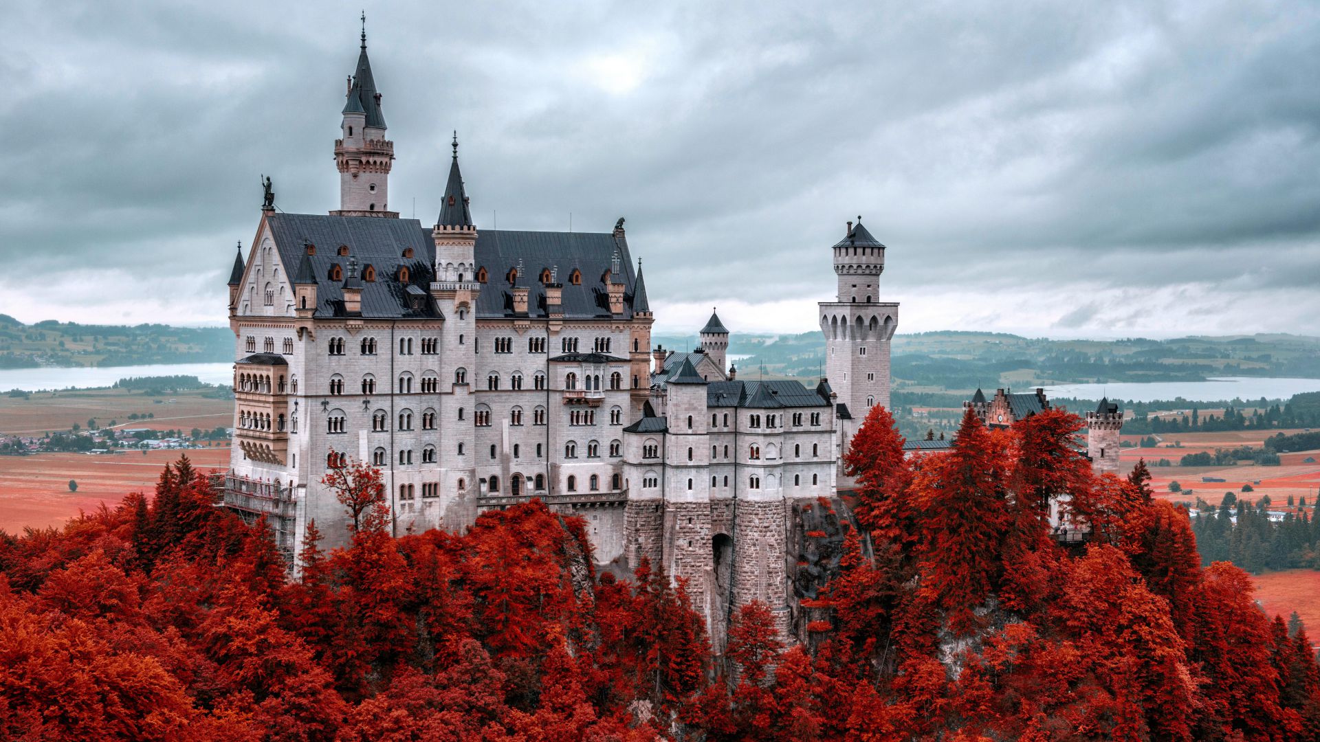 Замок Нойшванштайн, Бавария, Германия, Туризм, Путешествие, Neuschwanstein castle, Bavaria, Germany, Tourism, Travel (horizontal)