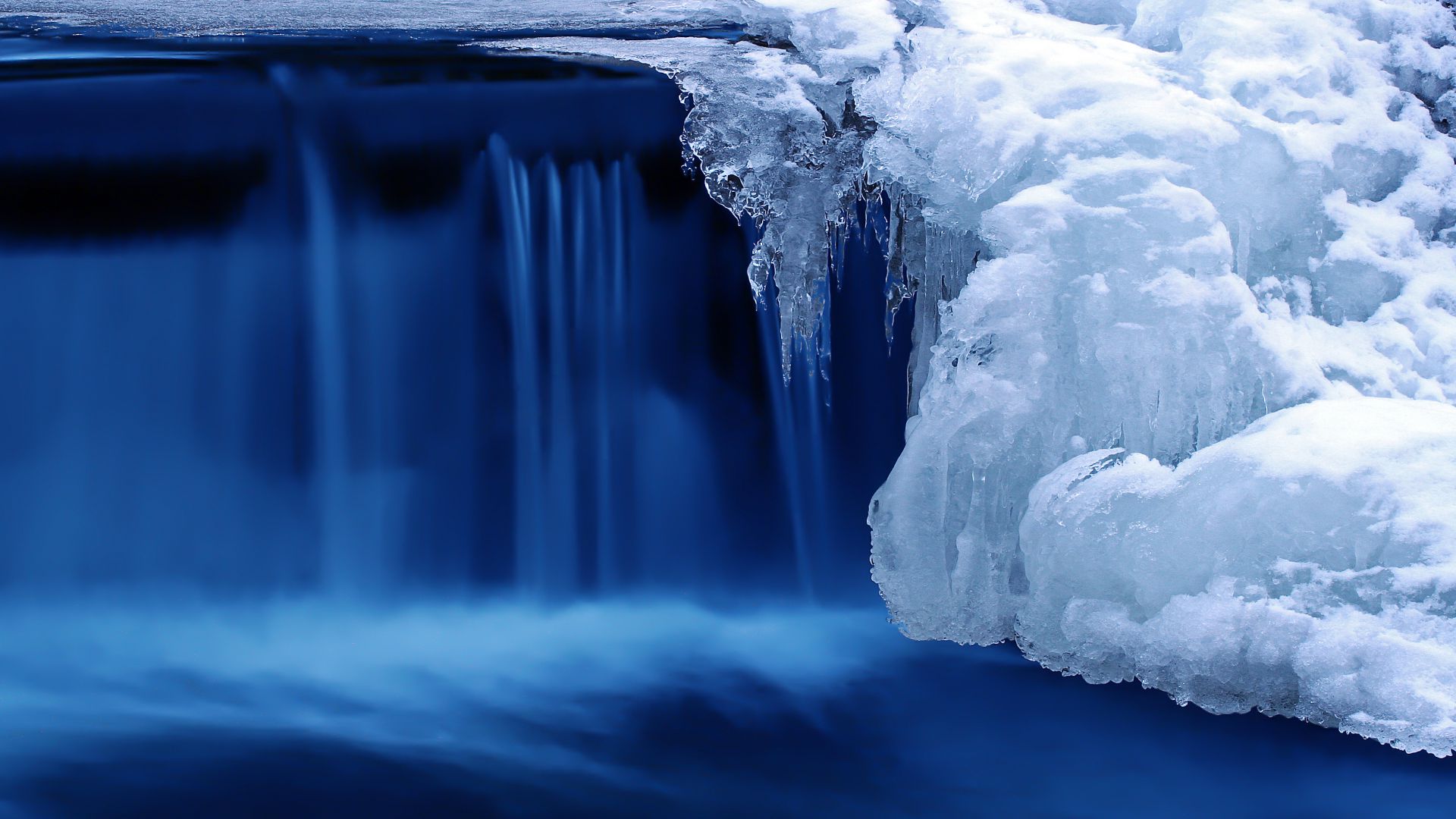 Озеро, 4k, HD, водопад, вода, снег, лед, Lake, 4k, HD wallpaper, waterfall, water, snow, ice (horizontal)