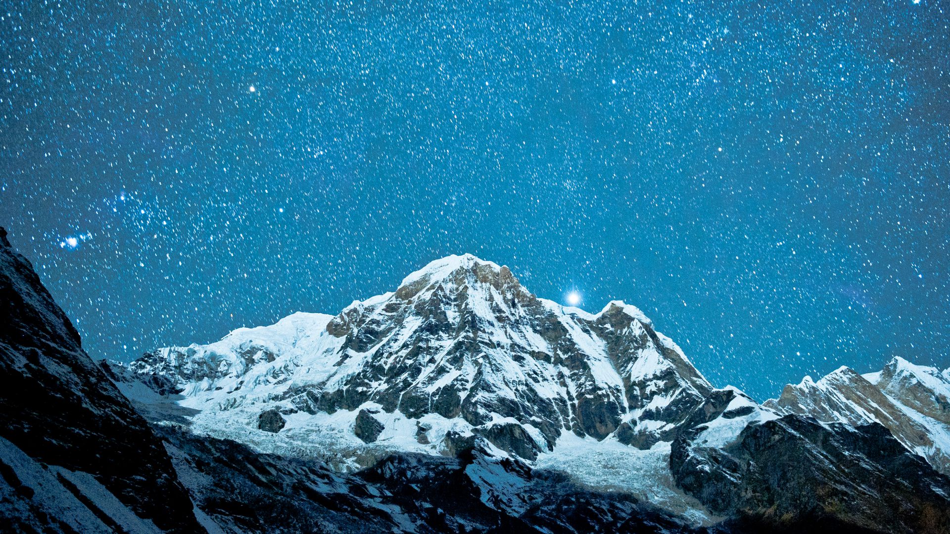 Непал, 5k, 4k, Гималаи, ночь, звезды, Nepal, 5k, 4k wallpaper, Himalayas, night, stars (horizontal)