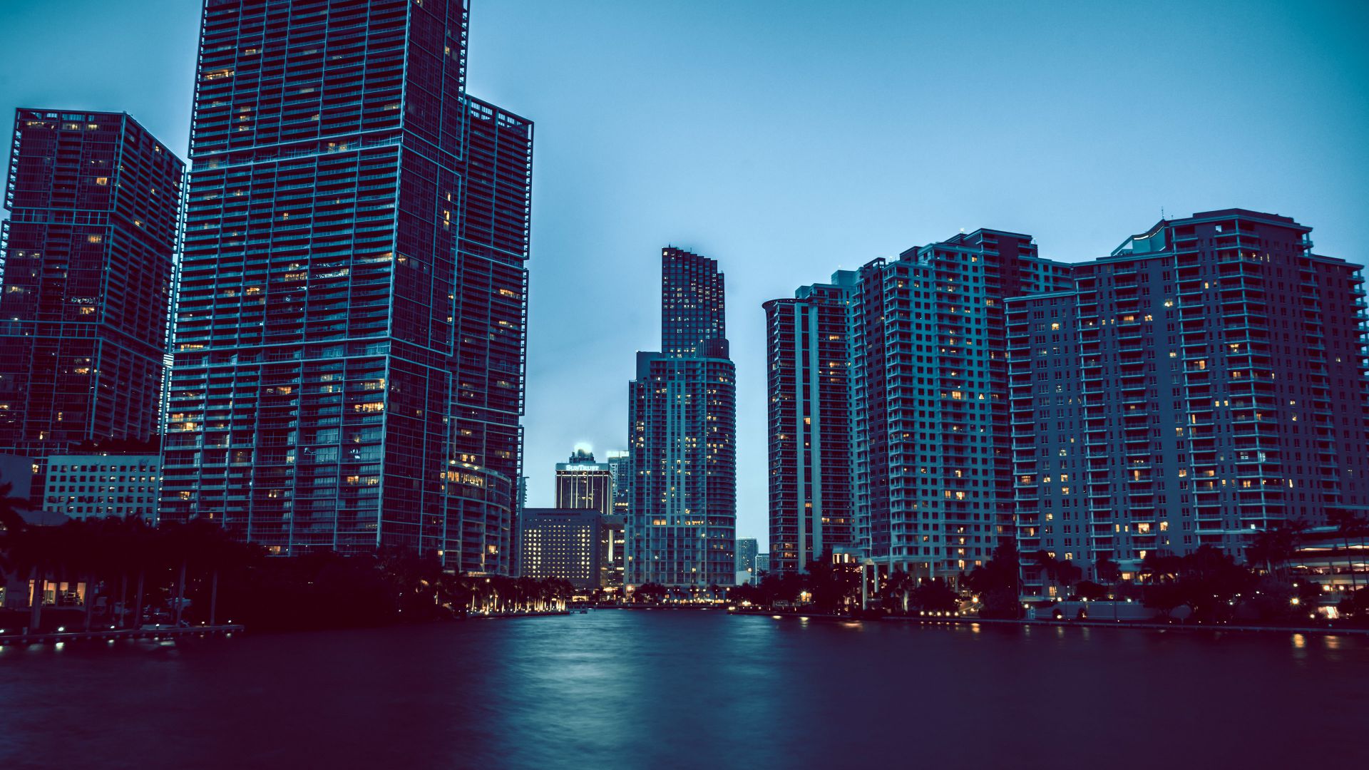 Майами, небоскребы, ночь, городские, туризм, путешествия, Miami, skyscrapers, night, cityscapes, tourism, travel (horizontal)