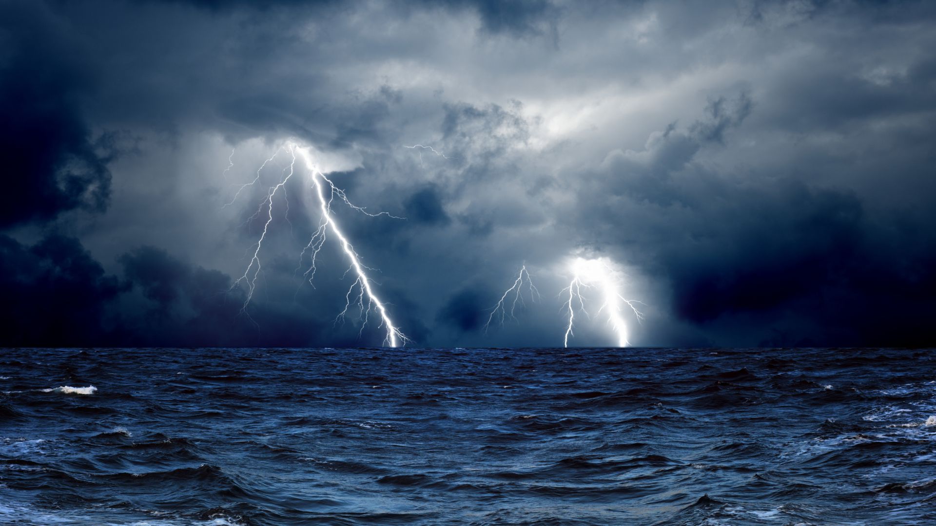 Море, 5k, 4k, 8k, океан, шторм, молнии, облака, Sea, 5k, 4k wallpaper, 8k, ocean, storm, lightning, clouds (horizontal)
