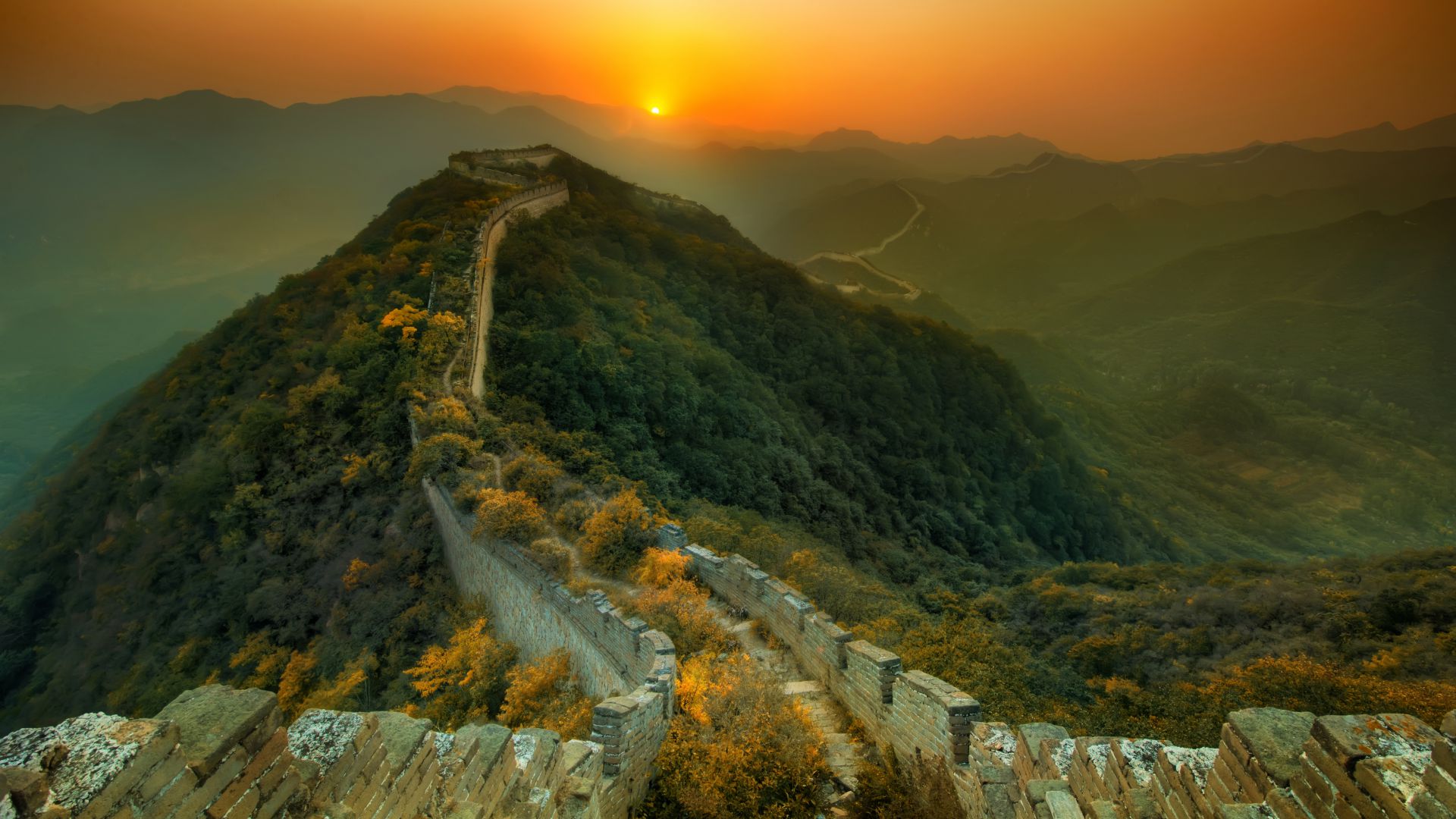Великая Китайская стена, путешествие, туризм, Great Wall of China, travel, tourism, sunset (horizontal)