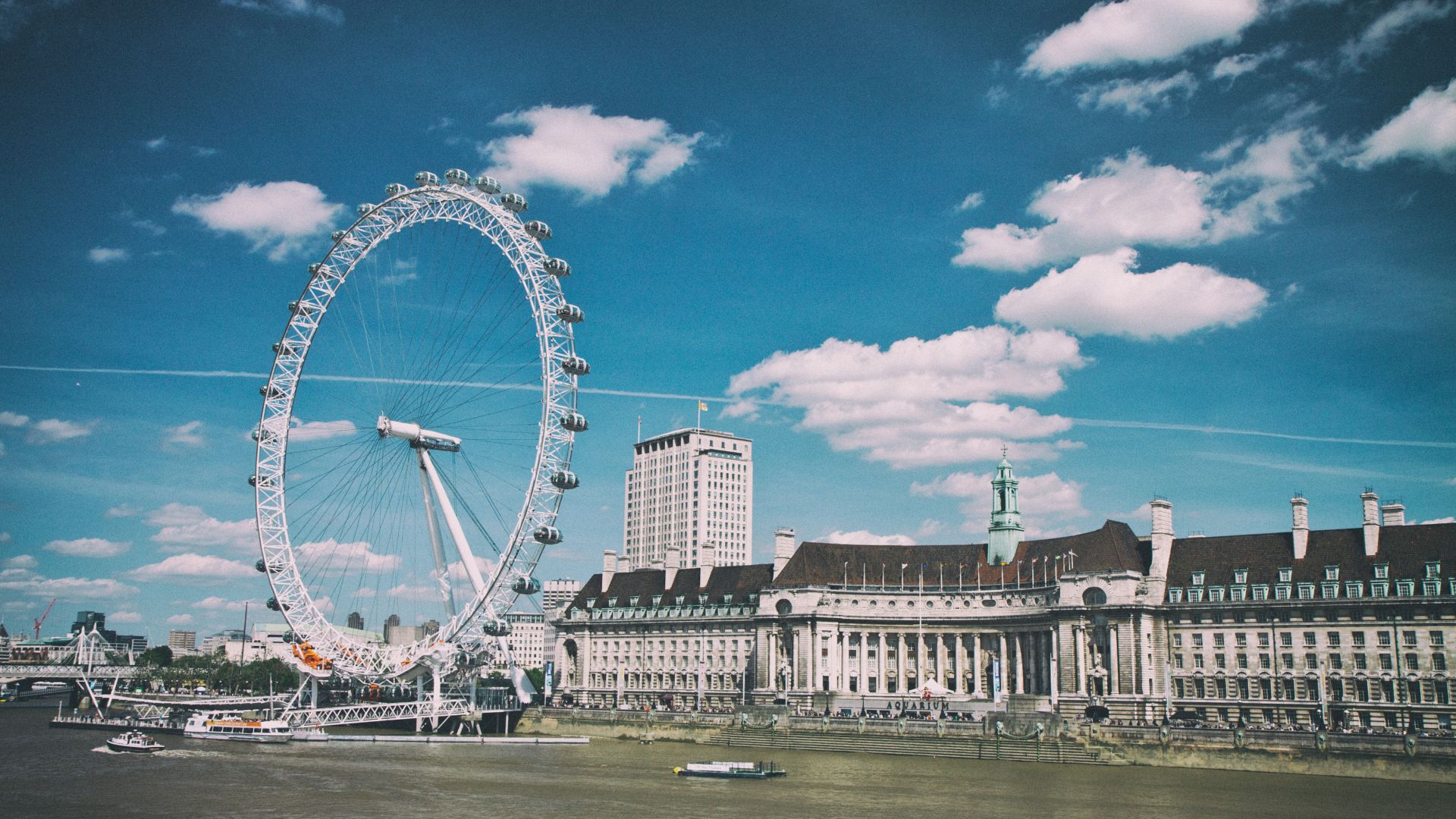 Лондонский глаз, Темза, Лондон, Англия, London Eye, Thames, London, England (horizontal)