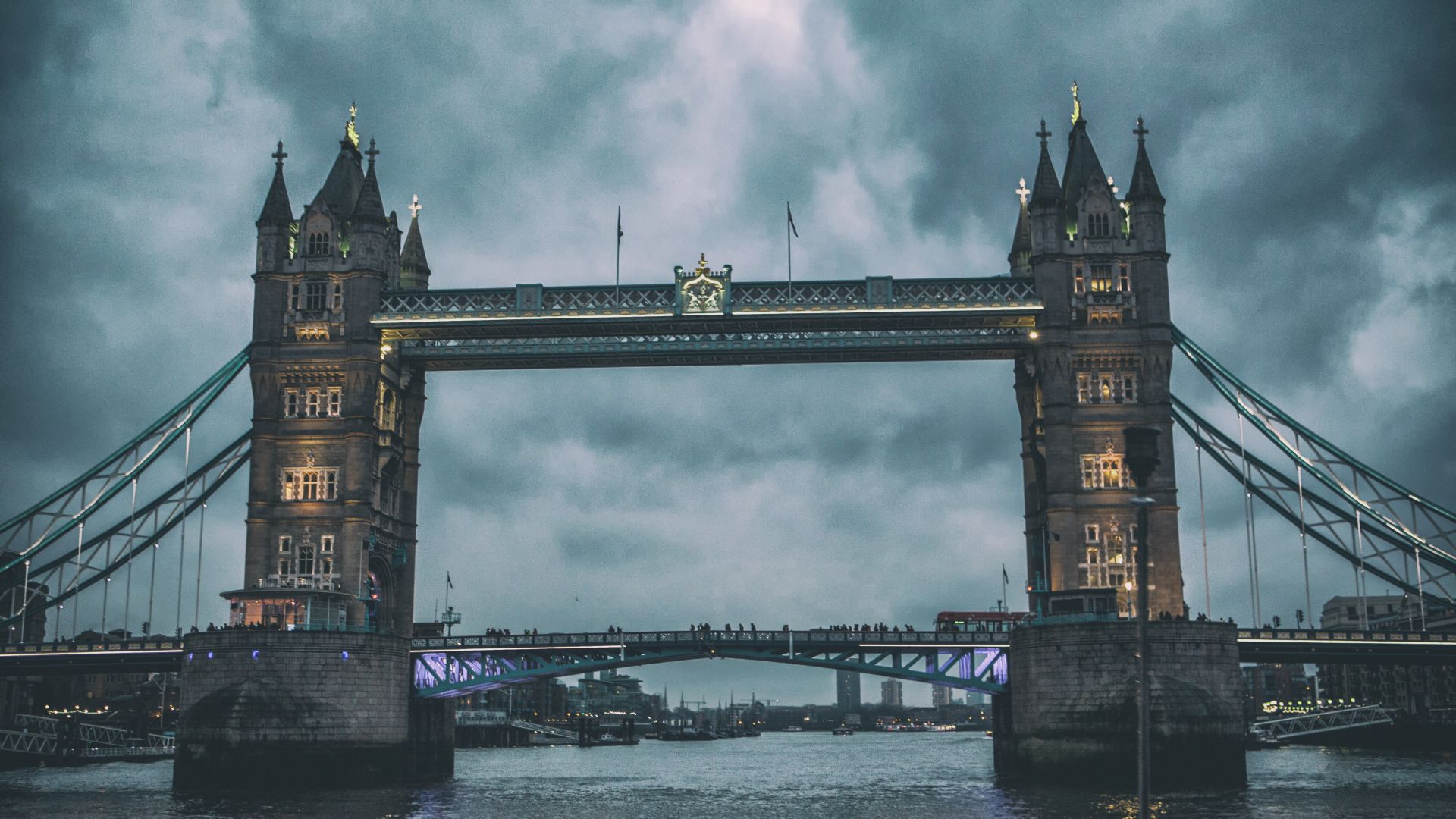 Тауэрский мост, Лондон, Темза, облака, Tower Bridge, London, Thames, clouds (horizontal)