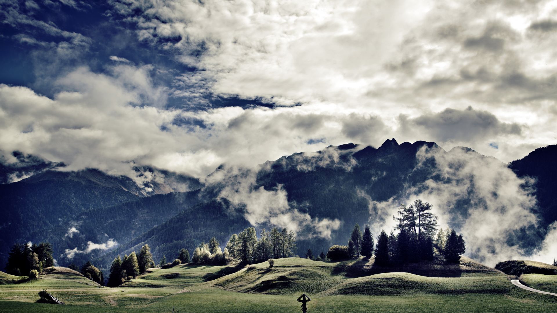 Тироль, 5k, 4k, 8k, Австрия, горы, луга, облака, Tirol, 5k, 4k wallpaper, 8k, Austria, mountains, meadows, clouds (horizontal)