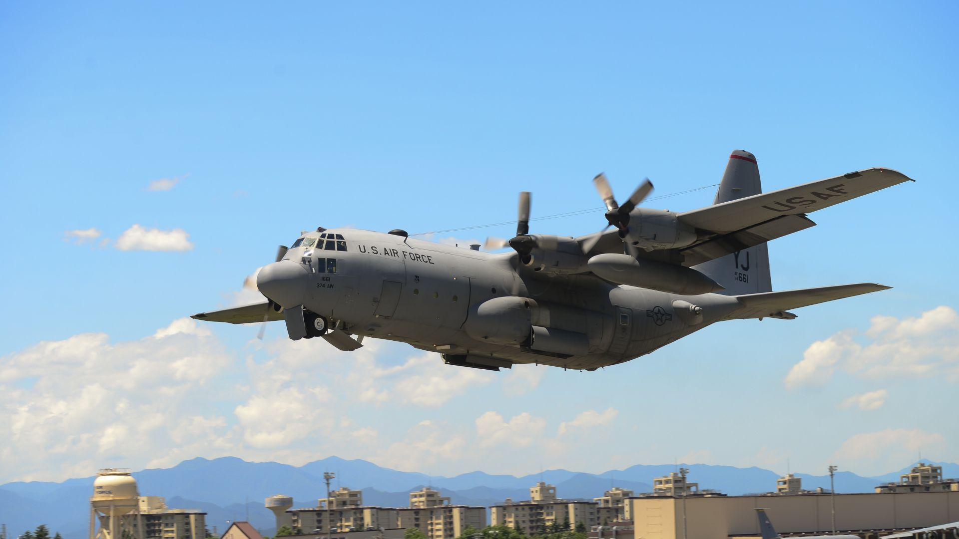 C-130 Геркулес, военно-транспортный самолёт, Армия США, C-130 Hercules, military transport aircraft, US Army, U.S. Air Force (horizontal)
