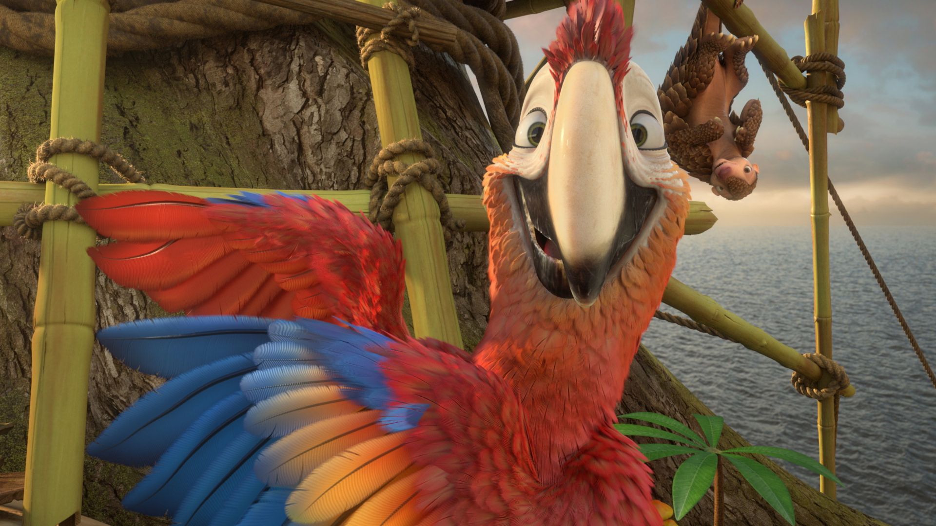 Робинзон Крузо, попугай, лучшие мультфильмы 2016, Robinson Crusoe, parrot, Best Animation Movies, cartoon (horizontal)