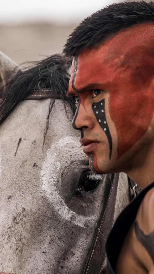 Великолепная семёрка, Мартин Сенсмеьер, индеец, лошадь, The Magnificent Seven, Martin Sensmeier, indian, horse (vertical)