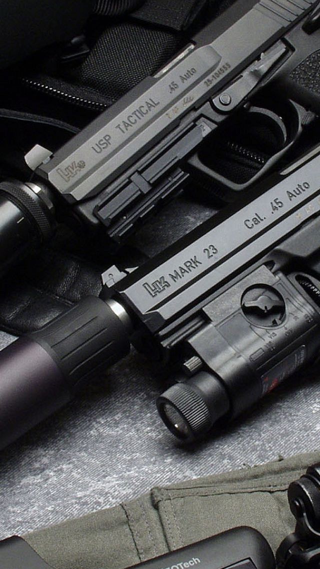 Heckler & Koch, марк 23, пистолет, глушитель, Heckler & Koch, mark 23, pistol, silencer (vertical)