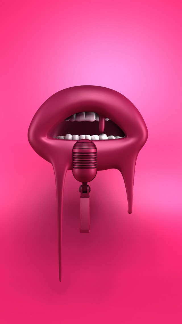 губы, 4k, HD, красный, микрофон, абстракция, lips, 4k, HD wallpaper, red, microphone, abstract, 3D (vertical)