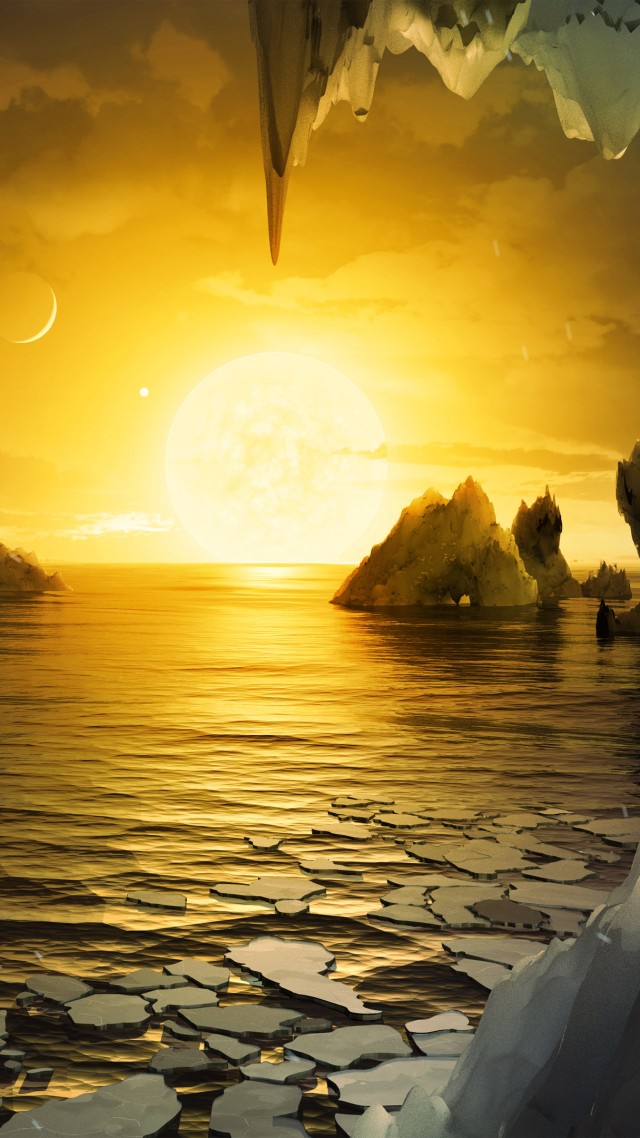 экзопланета, океан, лед, TRAPPIST-1, exoplanet, ocean, ice (vertical)