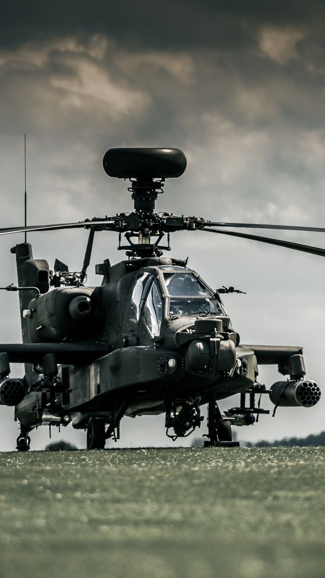 Boeing AH-64D Apache, боевой вертолет, Королевские ВВС Нидерландов, AH-64D Apache, attack helicopter, Royal Air Force, dark sky (vertical)
