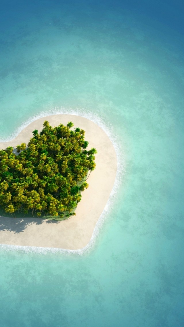 фото любовь, остров, love image, heart, HD, island, ocean (vertical)