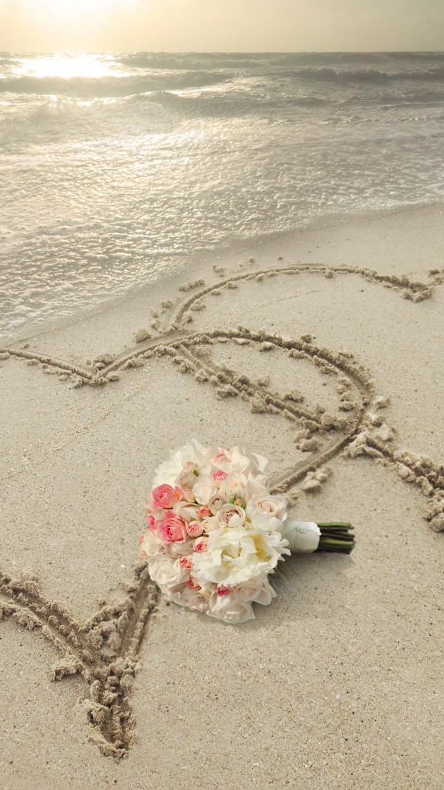 фото любовь, сердце, love image, heart, 8k, beach (vertical)