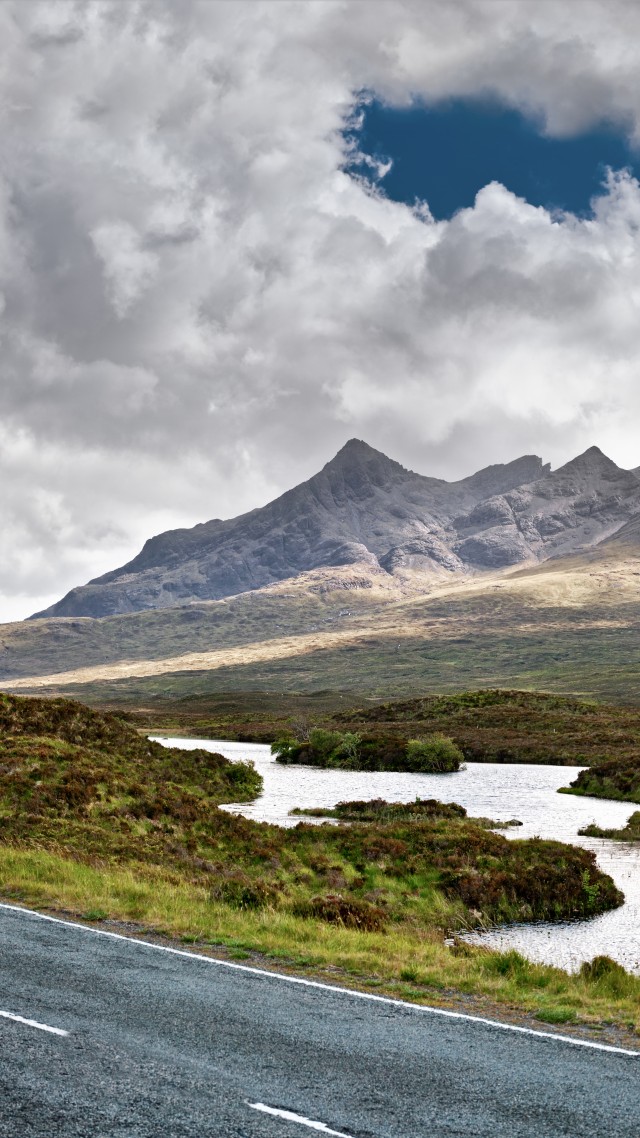 Остров Скай, Шотландия, Isle of Skye, Scotland, Europe, road, mountain, travel, 8k (vertical)