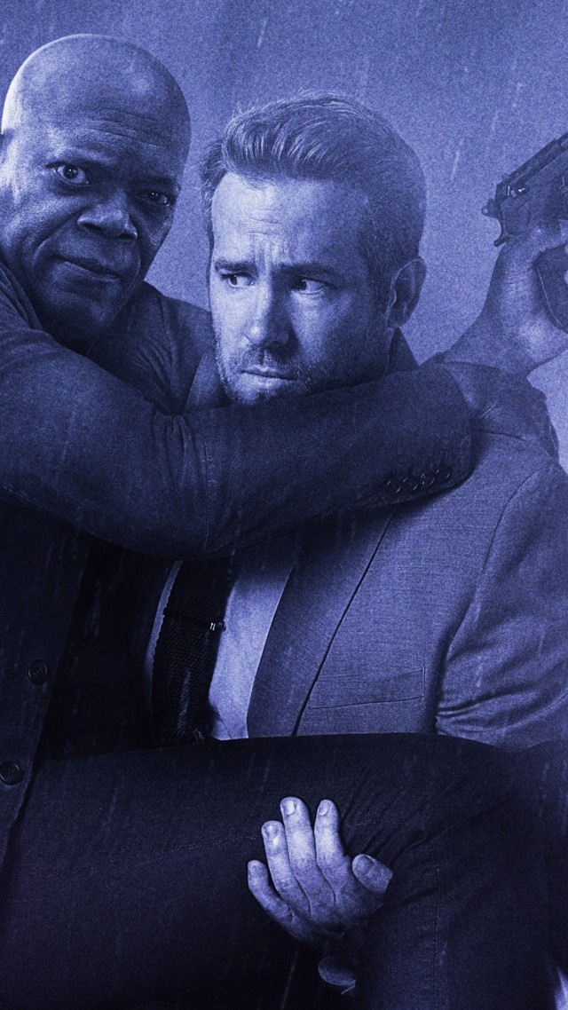 Телохранитель киллера, The Hitman's Bodyguard, Samuel L. Jackson, Ryan Reynolds, 4k (vertical)