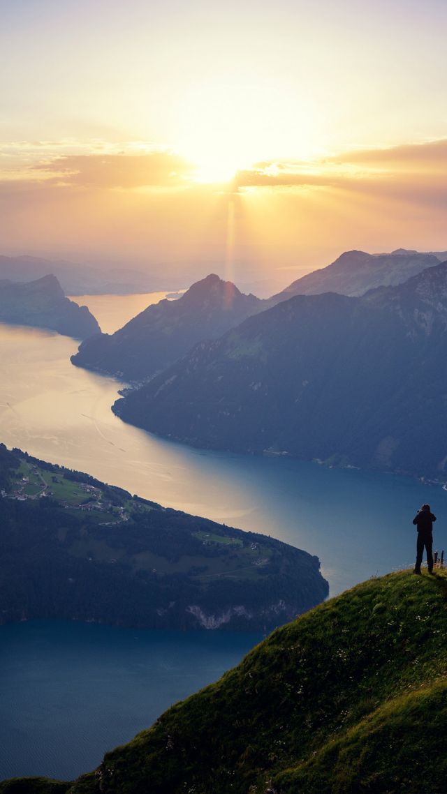 Люцернское озеро, горы, Lake Lucerne, Switzerland, landscape, lake, mountain, 4k (vertical)