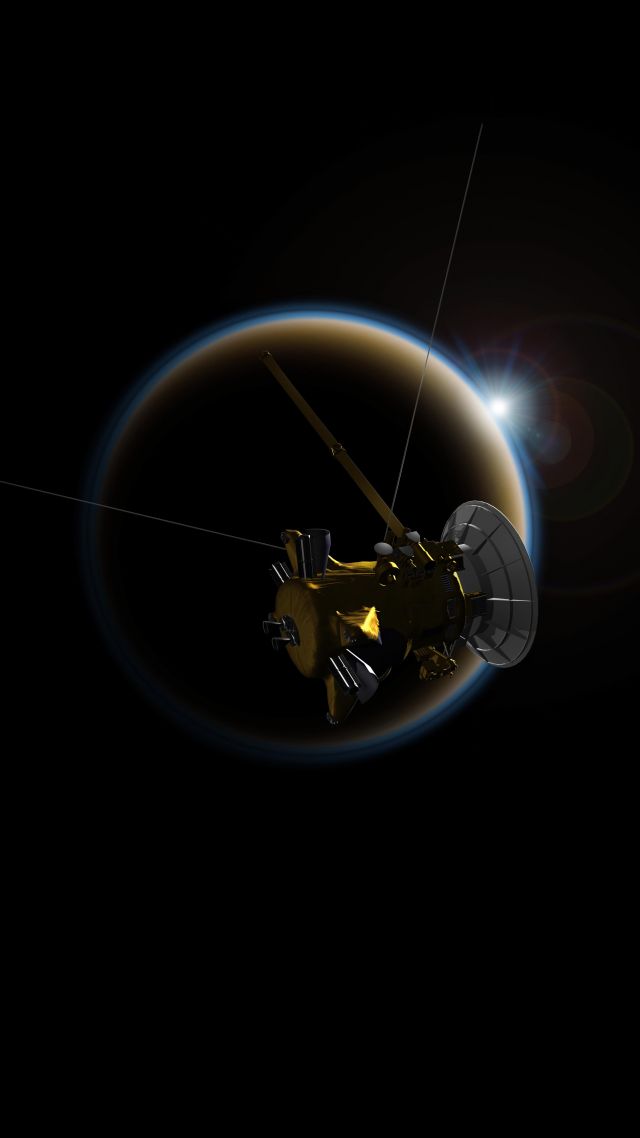 Сатурн, Saturn, Cassini Probe, 4k (vertical)