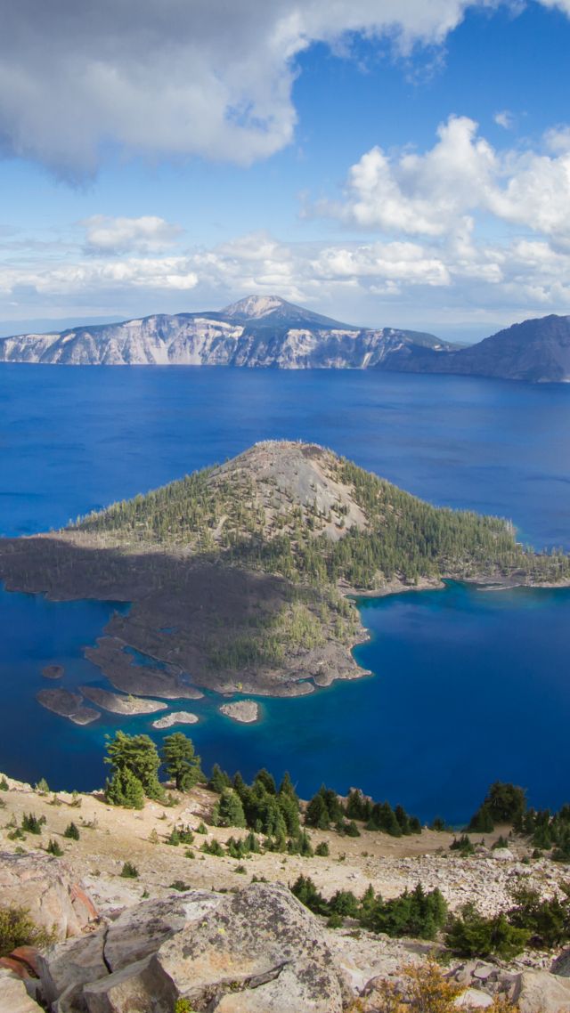 Озеро Крейтер, США, Crater Lake, USA, mountain, nature, 4k (vertical)