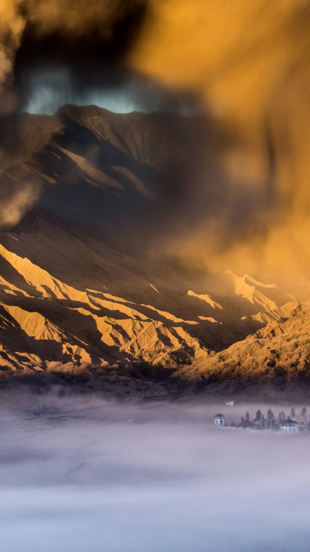 пустыня, 4k, HD, шторм, песок, Sandstorm, 4k, HD wallpaper, City, Valley, Clouds, Desert, Mountains (vertical)