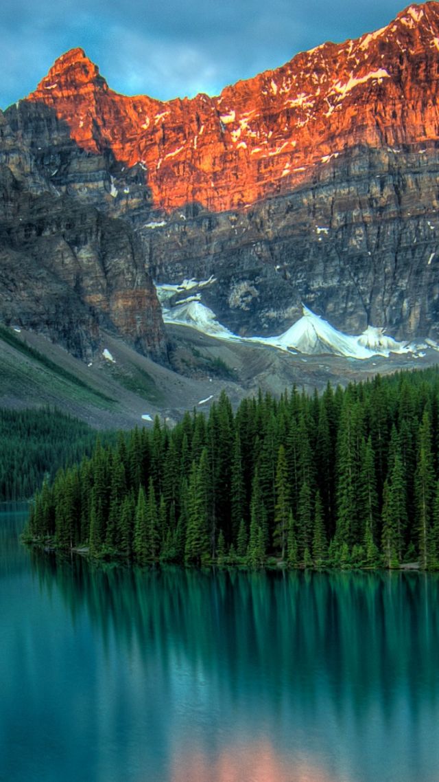 озеро Морейн, горы, Moraine Lake, Banff, Canada, mountains, forest, 4k (vertical)