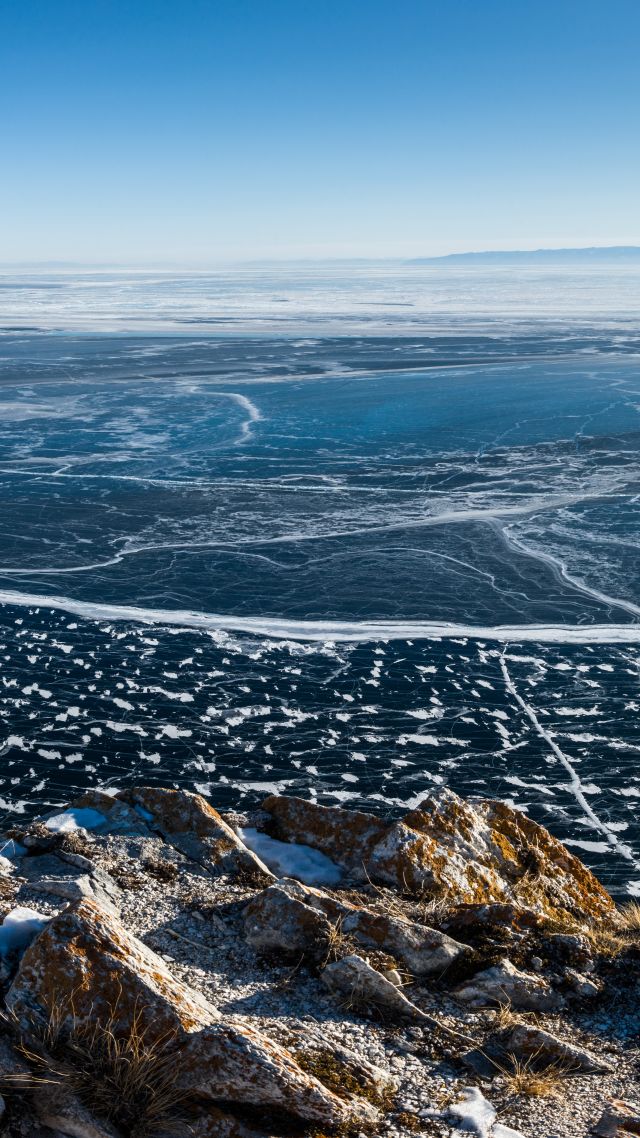 Озеро Байкал, лед, Lake Baikal, ice, 8k (vertical)