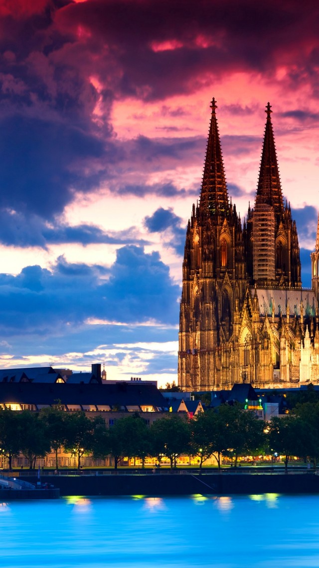 Кельнский собор, Германия, Cologne Cathedral, Germany, Cologne, Europe, night, 4k (vertical)
